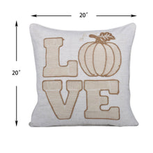 Load image into Gallery viewer, Love Pumpkin Embroidered Throw Pillow - Natural
