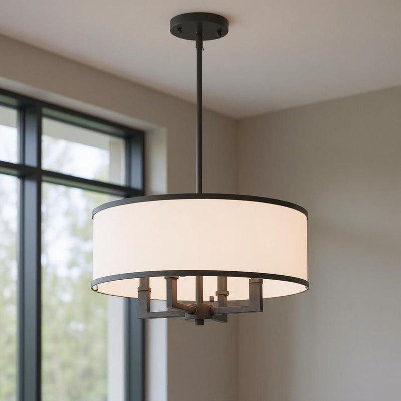 18'' Four-Light Dimmable Chandelier With Shades - Bronze