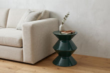 Load image into Gallery viewer, Wood Round Top Geo Pedestal End Table - Green
