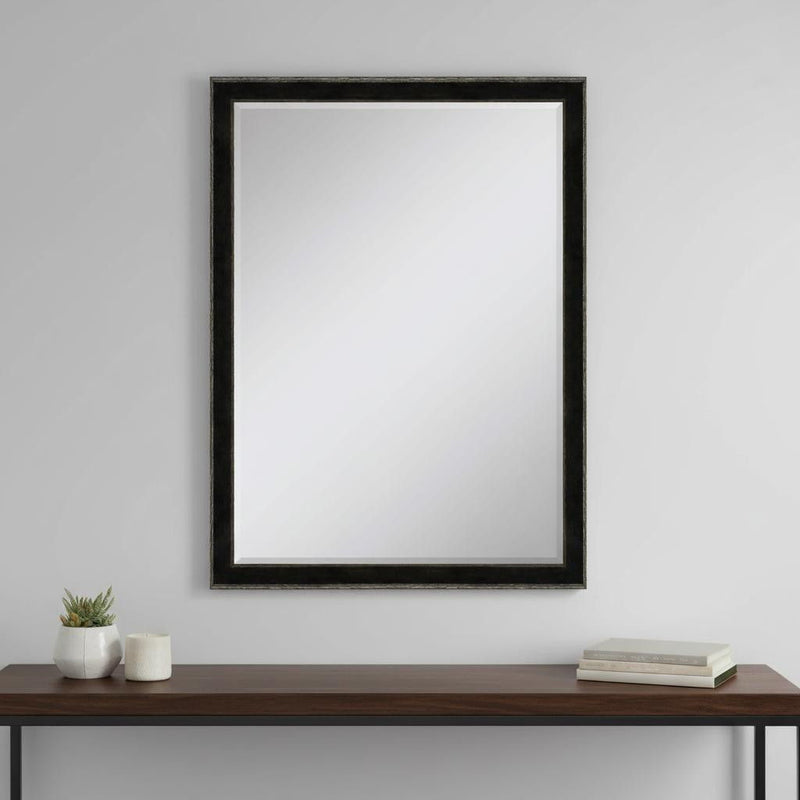 40" Solid Wood Framed Accent Mirror - Dark Brown