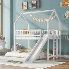 Load image into Gallery viewer, House Bunk Bed With Slide And Built In Ladder
