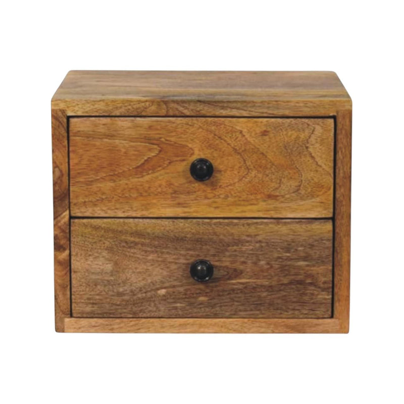 Solid Wood Two Drawer Floating Nightstand - Oak