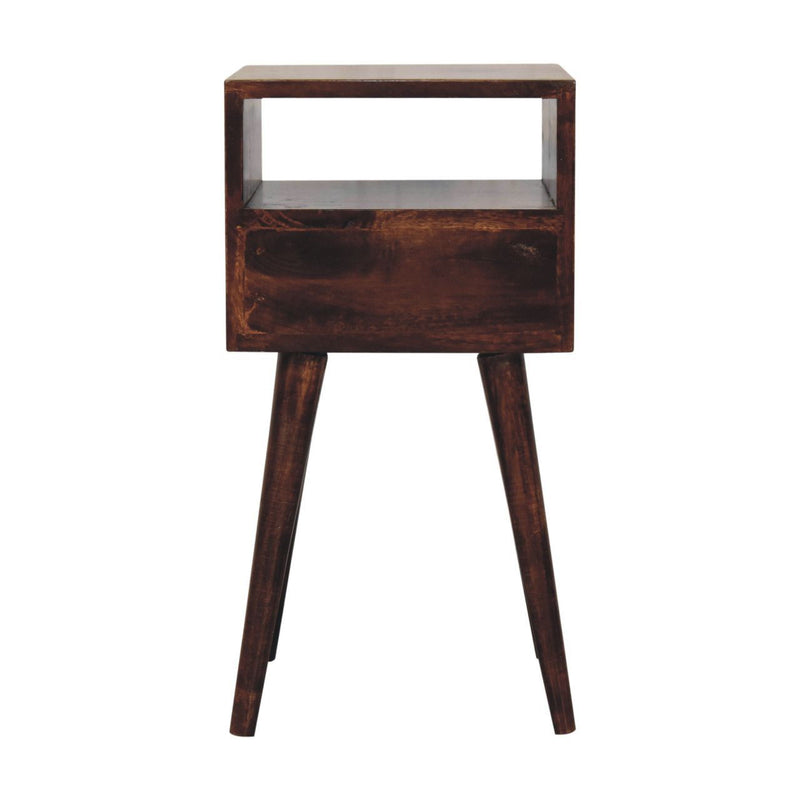 22" Modern Solid Wood Square One Drawer Nightstand - Walnut