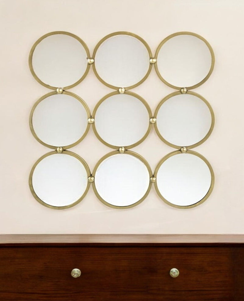 27" Square Iron Framed Accent Mirror - Gold