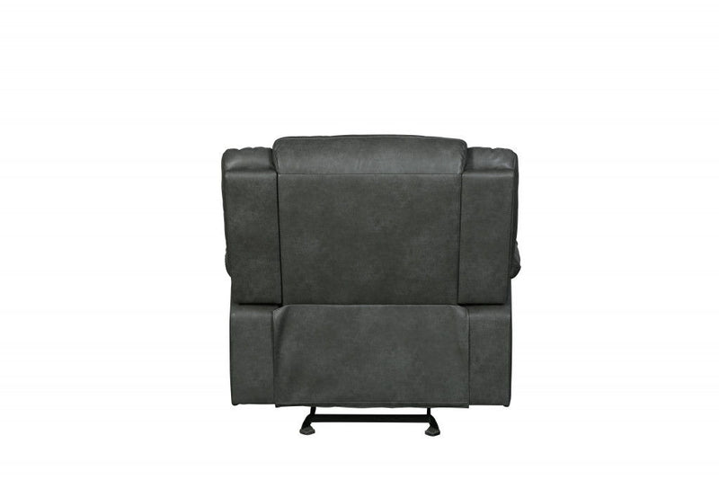Leather Match Manual Gliding Recliner (366301) - Brown
