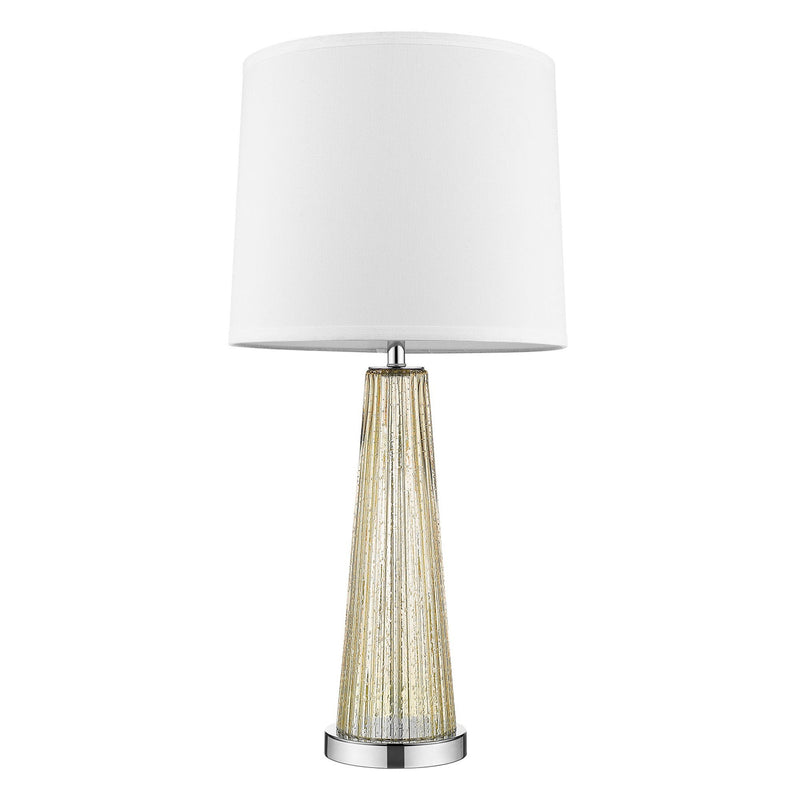Glass Buffet Lamp With Off-White Empire Shade - Champagne