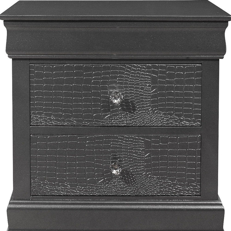 Shagreen Two Drawer Solid Wood Nightstand - Gray