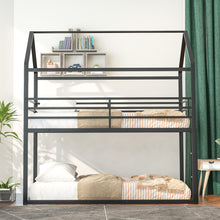 Load image into Gallery viewer, Bunk Beds for Kids Twin over Twin,House Bunk Bed Metal Bed Frame Built-in Ladder,No Box Spring Needed Black
