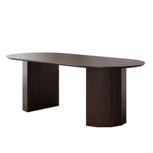 Load image into Gallery viewer, 79'' Wood Double Pedestal Base Oval Dining Table - Walnut
