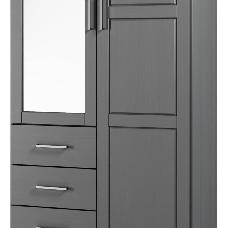 Solid Wood Mirrored Two Door Three Drawer Combo Dresser - Gray