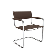 Load image into Gallery viewer, Leather Stainless Steel Arm Chair - Chocolate / Silver
