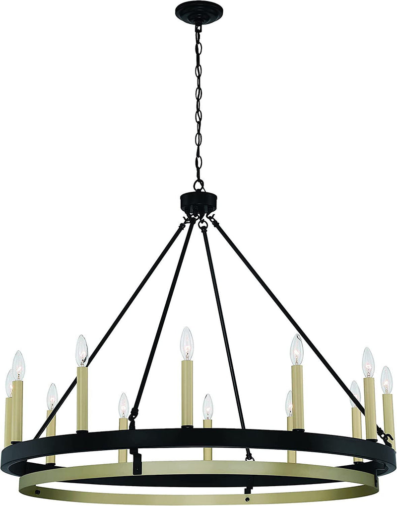 Candle Style Twelve Light Metal Dimmable Chandelier - Black
