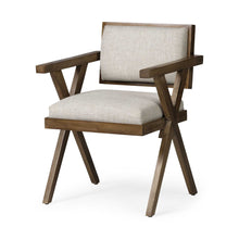 Load image into Gallery viewer, Upholstered Fabric Open Back Dining Room Arm Chair - Cream

