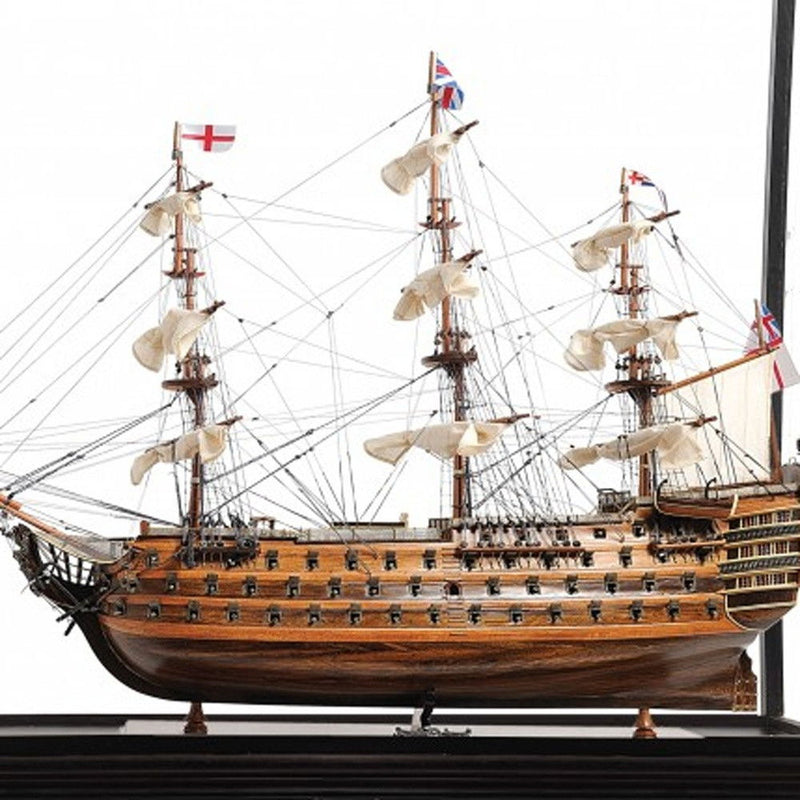 HMS Victory Large Floor Display Boat Hand Painted Decorative Boat - Brown