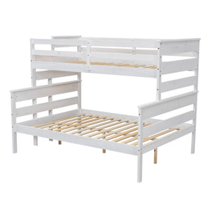 Wood Twin over Full Bunk Bed with Ladder, White