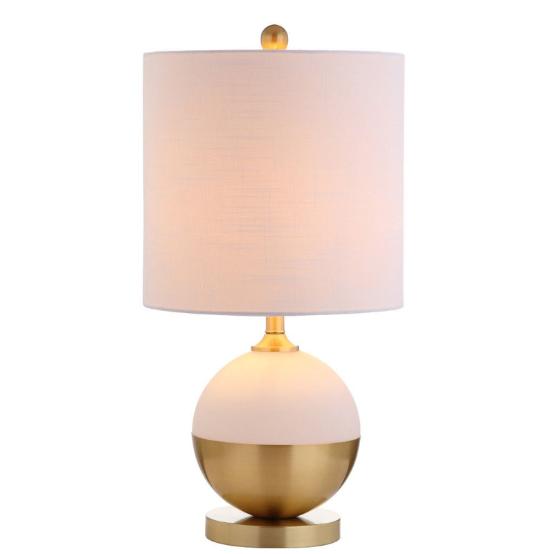 Globe Table Lamp With Drum Shade - White / Gold