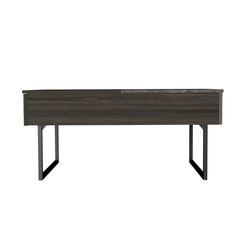 Metal Lift Top Coffee Table With Drawer - Espresso And Black