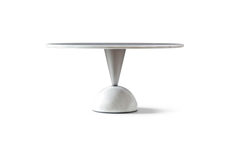 Marble Stainless Steel Pedestal Base Round Top Dining Table - White / Black
