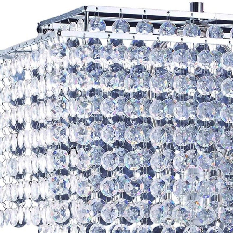 Bling Glam Faux Crystal Rectangular Table Lamp - Silver