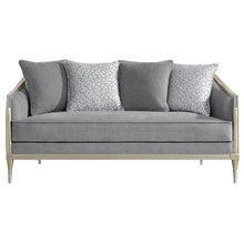Load image into Gallery viewer, Fernando - Loveseat With 4 Pillows - Gray Chenille &amp; Champagne

