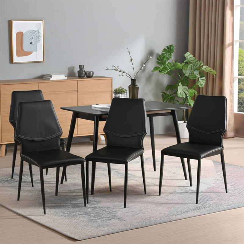 Upholstered Faux Leather Dining Side Chair (Set of 4) - Black