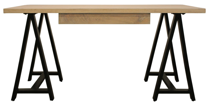 Solid Wood Executive Desk - Ivory And Black