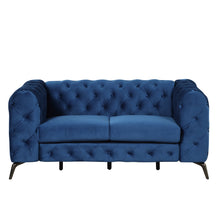 Load image into Gallery viewer, 63&quot; Velvet Upholstered Loveseat Sofa,Modern Loveseat Sofa with Button Tufted Back,2-Person Loveseat Sofa Couch for Living Room,Bedroom,or Small Space,Blue
