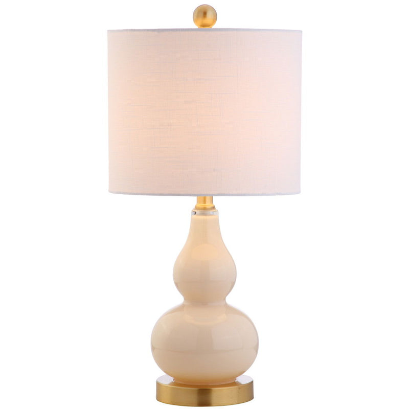 Gourd Desk Lamp LED With Drum Shade - Ivory