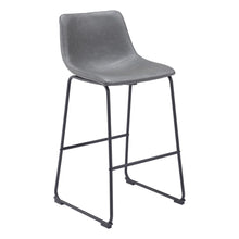 Load image into Gallery viewer, 29" Faux Leather And Steel Counter Height Bar Chairs (Set of 2) - Charcoal And Black
