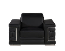Load image into Gallery viewer, Genuine Leather Club Chair - Black And Silver
