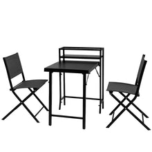 Load image into Gallery viewer, 3PCS Patio Bistro Set, Patio Set of Foldable Patio Table and Chairs,Outdoor Patio Furniture Sets,Black
