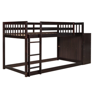 Twin over Twin Bunk Bed with 4 Drawers and 3 Shelves-Espresso(OLD SKU: LP000067AAP)