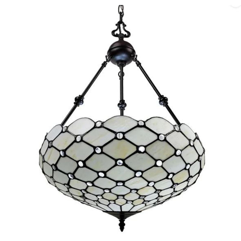 Unique Statement Three Light Glass Dimmable Chandelier With Shades - Black / White