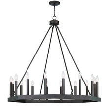 Load image into Gallery viewer, 40" Candle Style Multi Light Metal Dimmable Chandelier - Black
