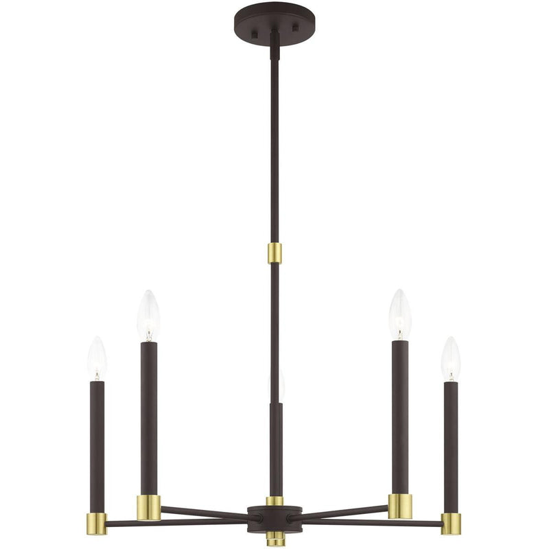 20'' Five-Light Dimmable Chandelier With Shades - Bronze