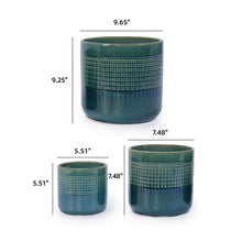 Load image into Gallery viewer, Grid Flowerpot (Set of 3), Planter For Patio, Garden, Windowsill - Blue / Green
