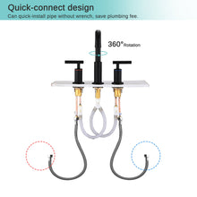 Load image into Gallery viewer, Widespread Bathroom Sink Faucet With Pop Up Drain And Brass Construction - Matte Black
