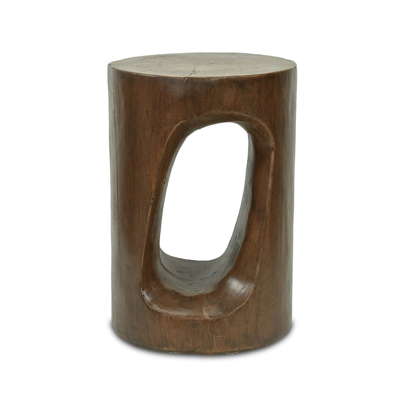 Faux Stone Round Tree Stump End Table - Brown