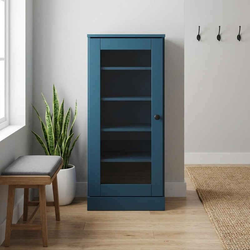 Ten Pair Solid Woodshoe Storage Cabinet (752249) - Teal Blue