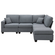 Load image into Gallery viewer, [VIDEO provided][New]89.8*60.2&quot; Modern Sectional Sofa,5-Seat Modular Couch Set with Convertible Ottoman,L-Shape Linen Fabric Corner Couch Set with 2 Pillows for Living Room,Apartment,Office, 3 Colors
