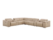Load image into Gallery viewer, Leather Modular L Shaped Eight Piece Corner Sectional With Console - Beige
