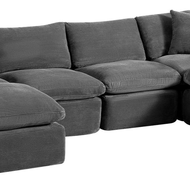 Corduroy Modular Sofa With Ottoman And Toss Pillows (754774) - Dark Gray