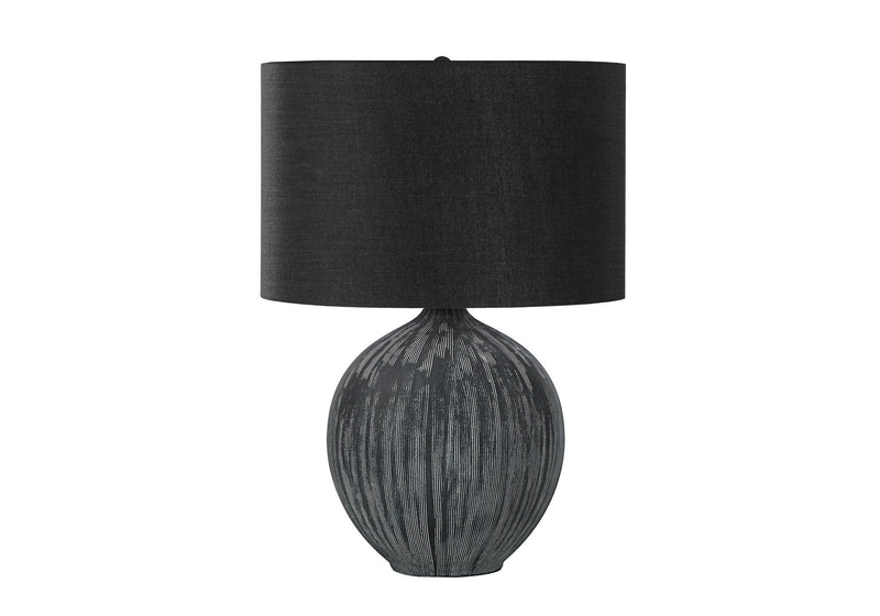 23" Ceramic Round Table Lamp With Black Drum Shade - Black