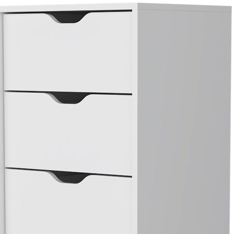 Manufactured Wood Five Drawer Narrow Dresser - White