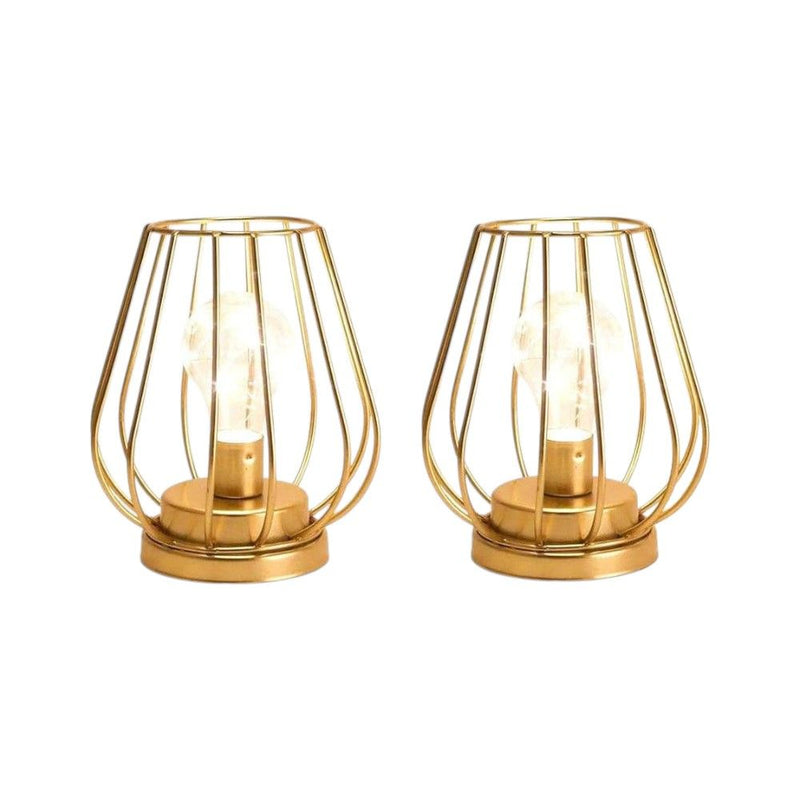 Geometric Geometric Cage Cordless Desk Lamps (Set of 2) - Gold