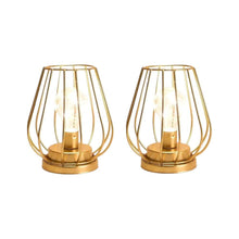 Load image into Gallery viewer, Geometric Geometric Cage Cordless Desk Lamps (Set of 2) - Gold
