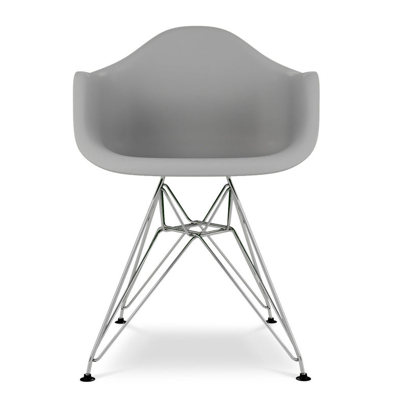 Heavy Duty Plastic Dining Arm Chair - Gray