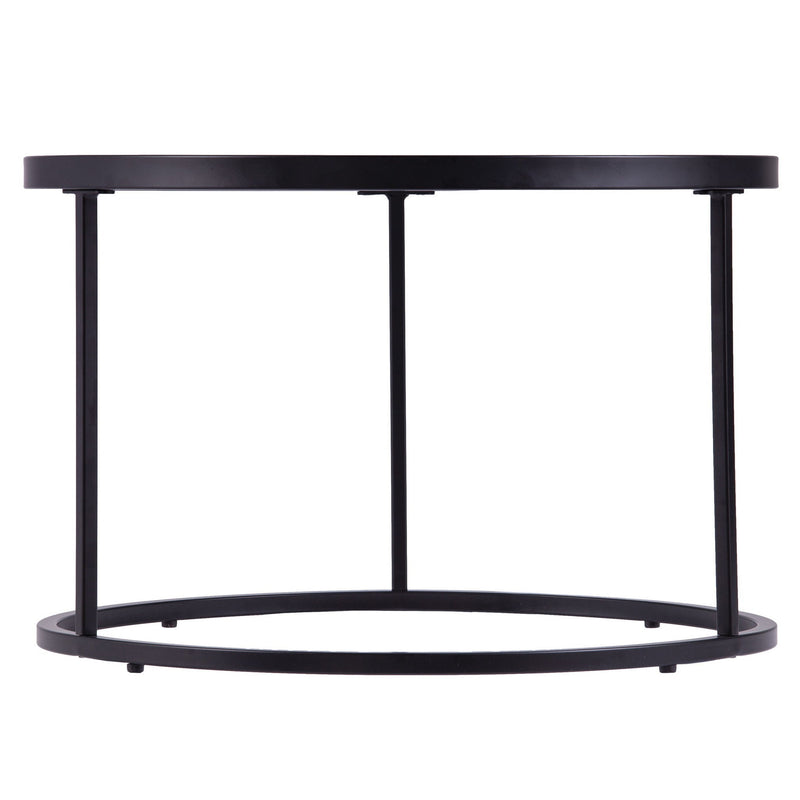 Mirrored Round Nested Coffee Table Set (Set of 2) - Black