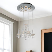 Load image into Gallery viewer, Candle Style Four Light Metal And Glass Ceiling Light - Nickel / Ivory / Clear
