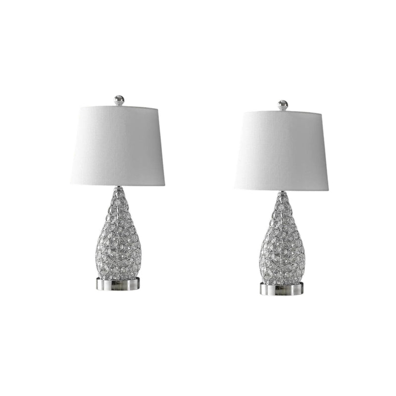 Gourd Table Lamps With Empire Shades (Set of 2) - Clear